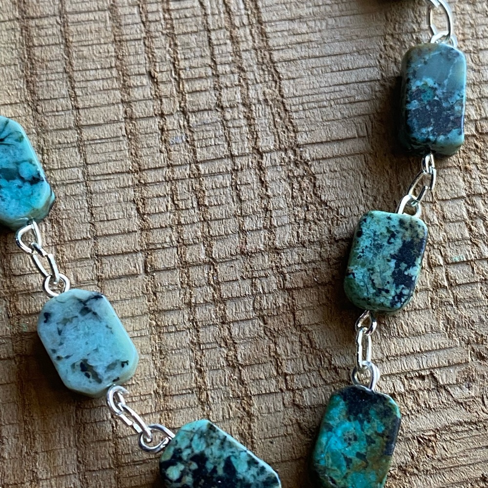 Silver Tone Horse Pendant Necklace with Turquoise Beads - Picture 5 of 9